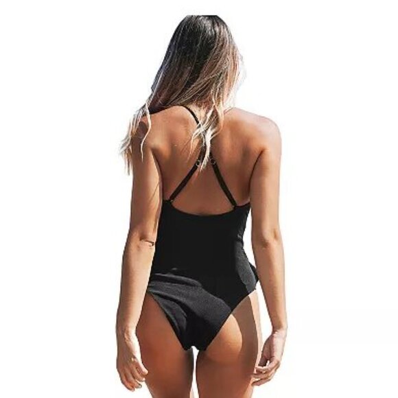 **CUPSHE** Faux-Wrap Ruffle Textured One-Piece Swimsuit M NWT - Picture 5 of 6